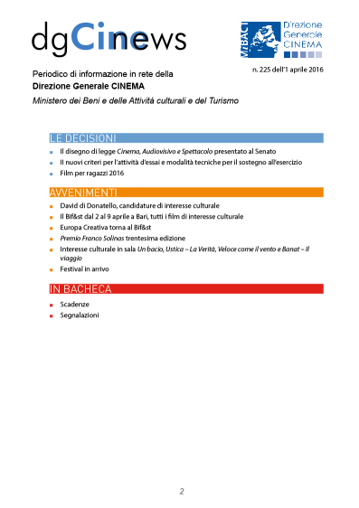 dgCinews, pubblicato il n. 225